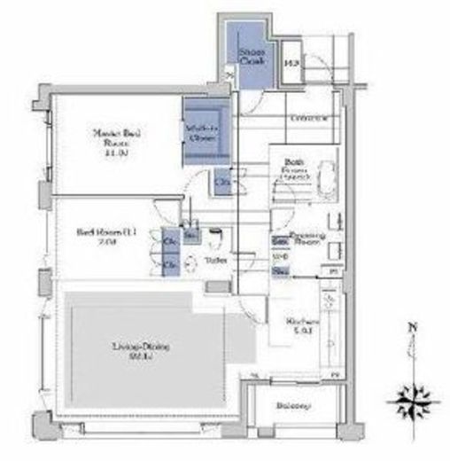 プライムメゾン御殿山　E302号室　間取り