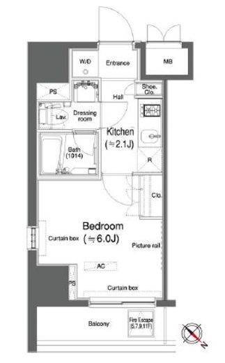 カスタリア大森2　607号室　間取り
