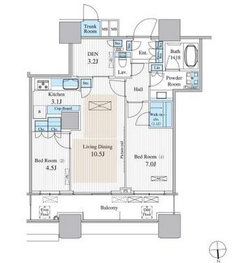 パークシティ大崎 ザ タワー　1020号室　間取り