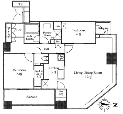 パークシティ大崎 ザ タワー　2117号室　間取り
