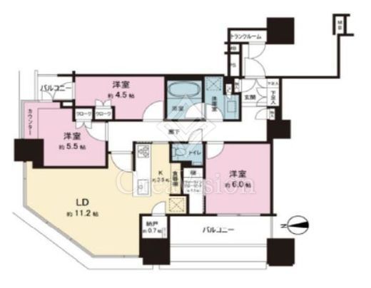 パークシティ大崎 ザ タワー　2701号室　間取り