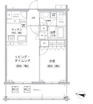 ヒューリックコート雪が谷　107号室　間取り
