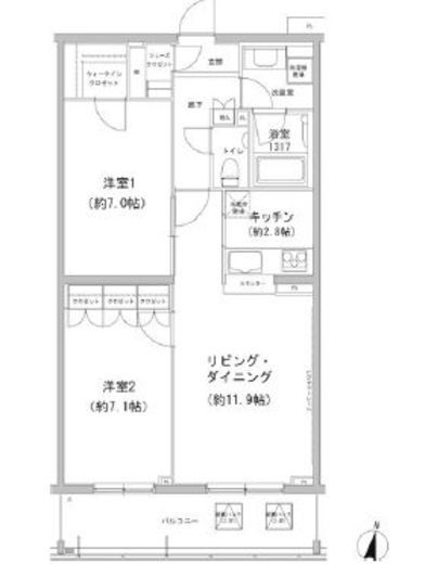ヒューリックコート雪が谷　413号室　間取り