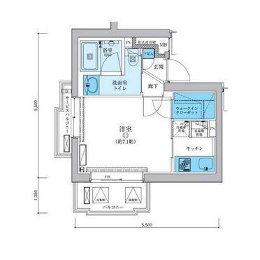 リヴシティ駒沢大学　601号室　間取り