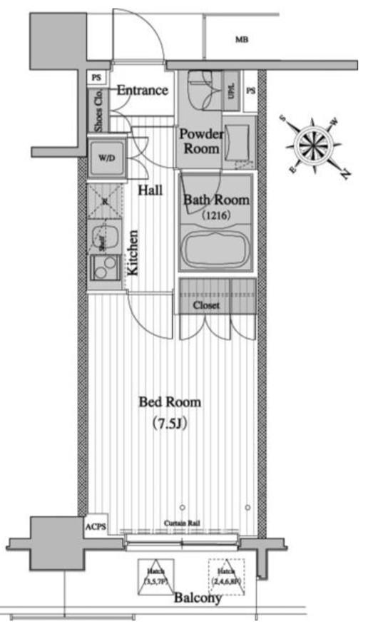 レジディア月島2　707号室　間取り