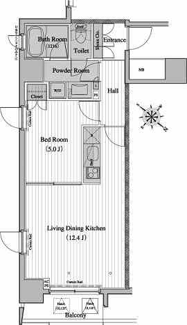 レジディア月島2　1206号室　間取り