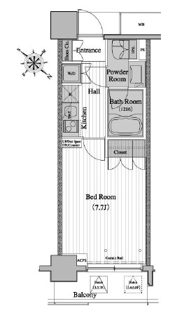 レジディア月島2　704号室　間取り
