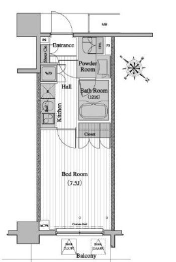 レジディア月島2　707号室　間取り