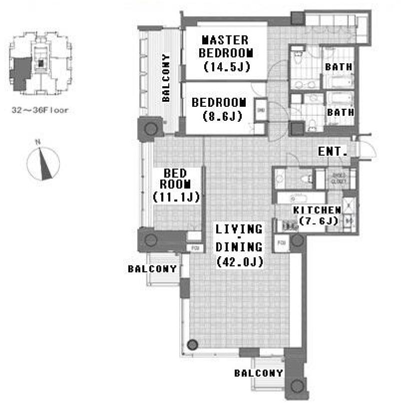 六本木ヒルズレジデンス　Ｃ3605号室　間取り