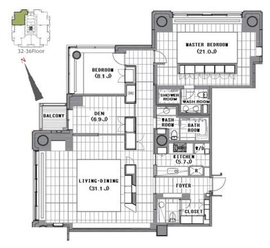 六本木ヒルズレジデンス　Ｃ3506号室　間取り