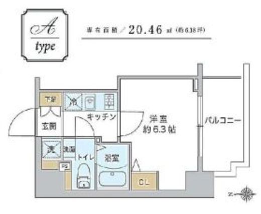 スプランディッド品川　703号室　間取り