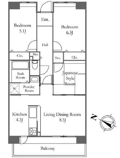 アクティ目黒駅前 2号棟　405号室　間取り