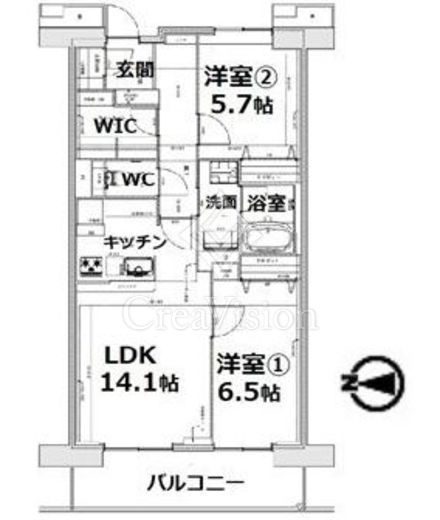 アクティ目黒駅前 2号棟　802号室　間取り