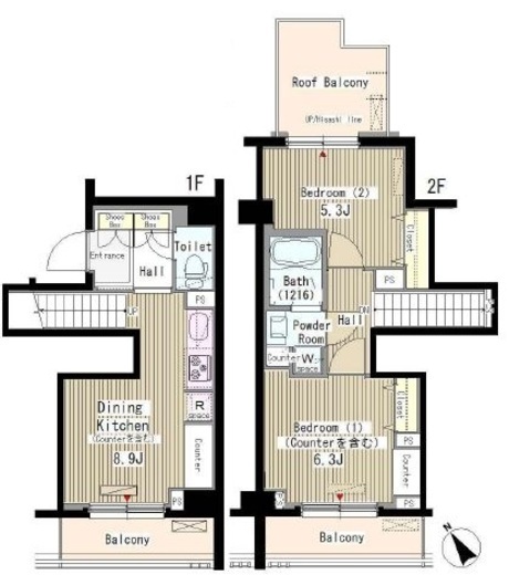 メルヴェーユ馬込　508号室　間取り