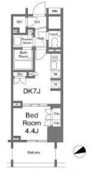 オープンレジデンシア池尻大橋　2F1号室　間取り