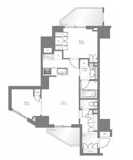オープンレジデンシア池尻大橋　401号室　間取り