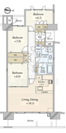 深沢ハウス　K-103号室　間取り