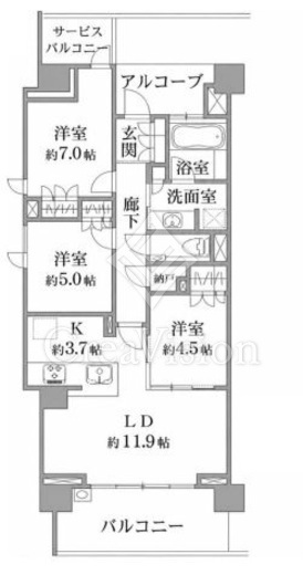 プラウド駒場　703号室　間取り