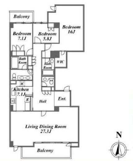 駒沢ガーデンハウス　A2F1号室　間取り