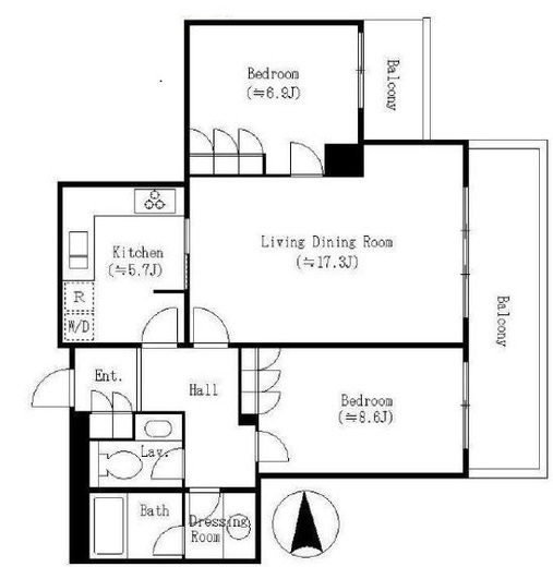 駒沢ガーデンハウス　3F4号室　間取り