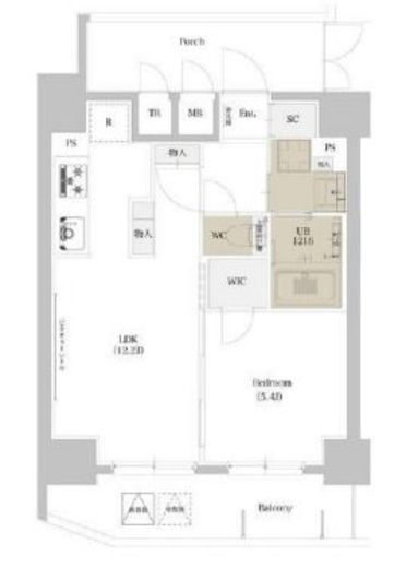 エスタート品川戸越2　1307号室　間取り