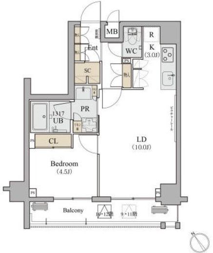 ディームス品川南　1002号室　間取り