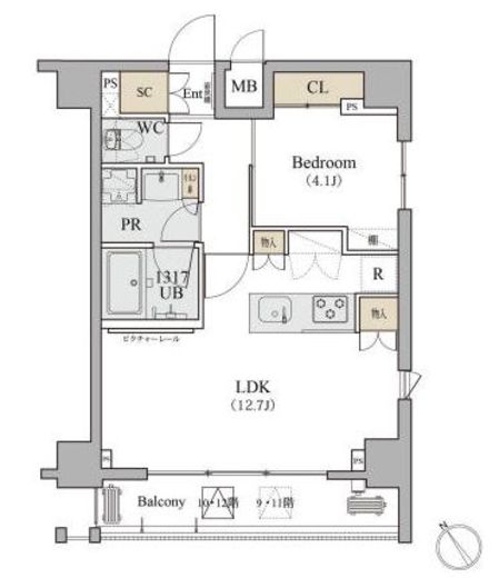 ディームス品川南　1203号室　間取り