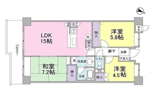 アイルサイドテラス　1303号室　間取り