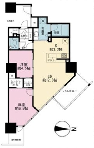 プライムパークス品川シーサイド ザ・タワー　1727号室　間取り