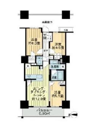 プライムパークス品川シーサイド ザ・タワー　1109号室　間取り