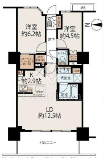 プライムパークス品川シーサイド ザ・タワー　2105号室　間取り