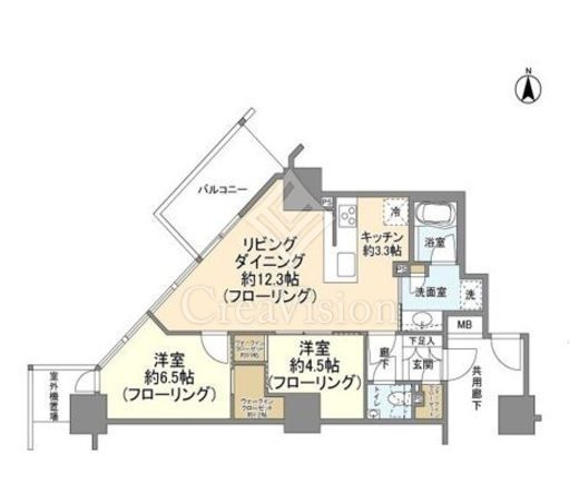 プライムパークス品川シーサイド ザ・タワー　2404号室　間取り