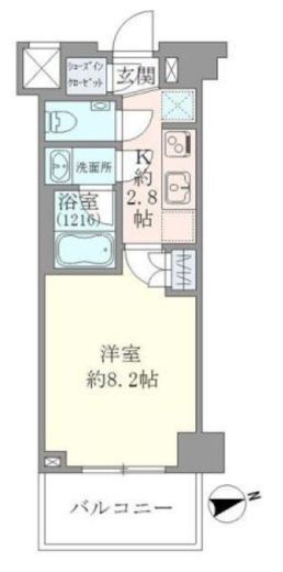 ＥＶＥＲＴＯＷ　ＣＨＯＪＡＭＡＲＵ　208号室　間取り