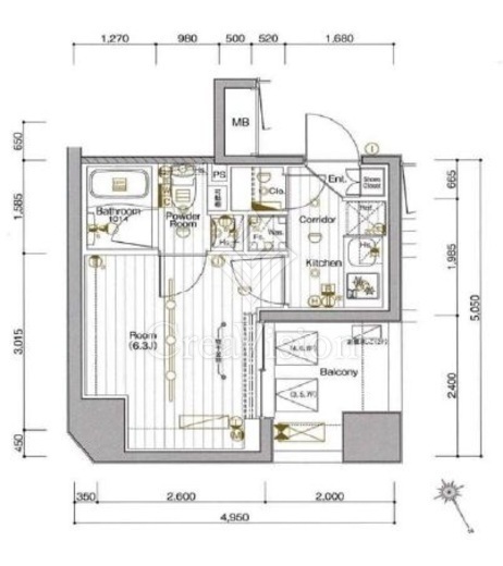 メイクスデザイン品川戸越　601号室　間取り
