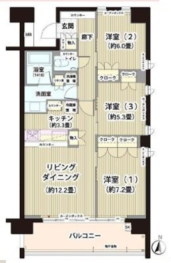 ガーデニエール砧レジデンス　103号室　間取り