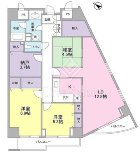 グランドメゾン三軒茶屋　1305号室　間取り