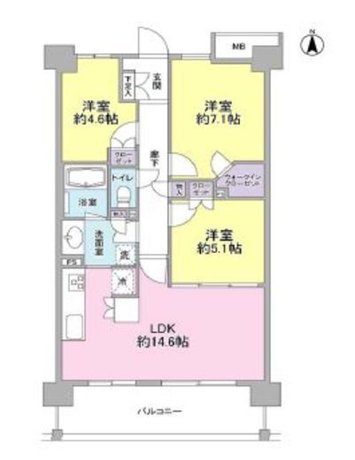 アンビエンテ経堂　505号室　間取り