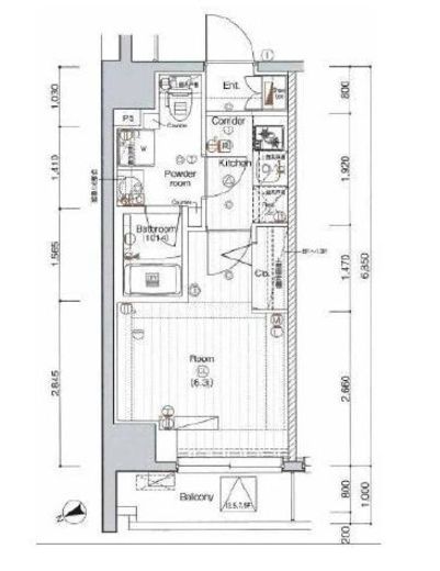 プレミアムキューブ品川戸越#mo　805号室　間取り