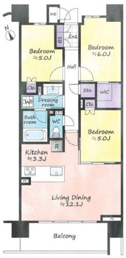 ザ・パームス祐天寺マスタープレイス　403号室　間取り