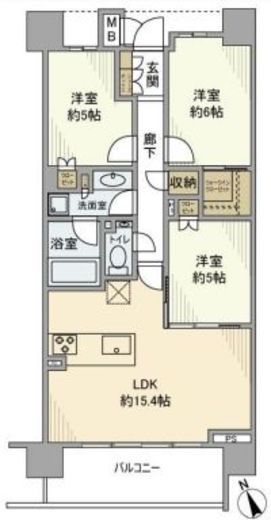 ザ・パームス祐天寺マスタープレイス　6F2号室　間取り