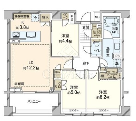 パークホームズ駒沢二丁目　312号室　間取り