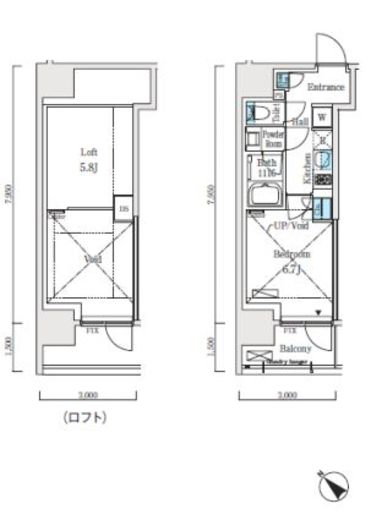 クロスレジデンス大崎　201号室　間取り