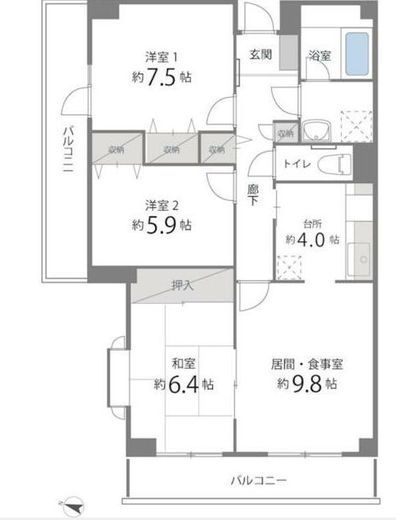 目黒本町マンション　101号室　間取り
