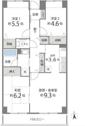 目黒本町マンション　508号室　間取り