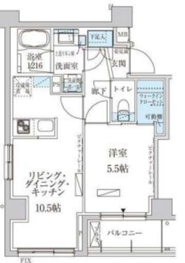 パークアクシス池上　405号室　間取り