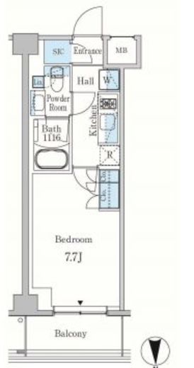 パークアクシス東蒲田　514号室　間取り