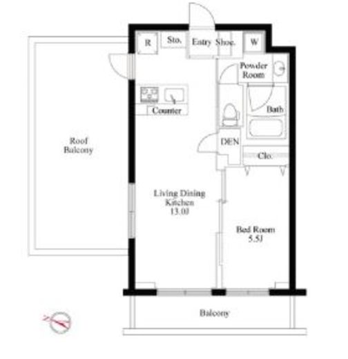 ラペルラ柿の木坂　403号室　間取り