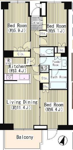 OASE用賀　E206号室　間取り