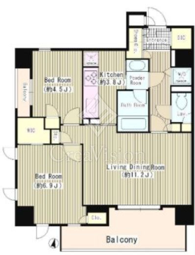 OASE用賀　E403号室　間取り