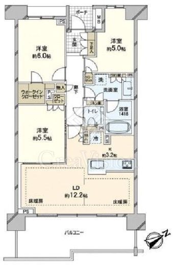 桜上水ガーデンズ　E309号室　間取り